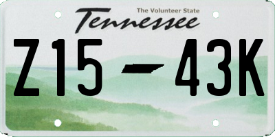 TN license plate Z1543K