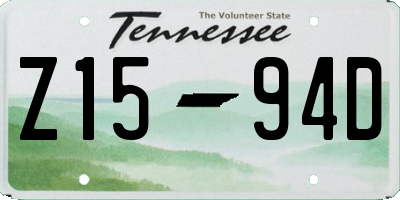 TN license plate Z1594D