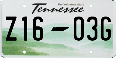 TN license plate Z1603G