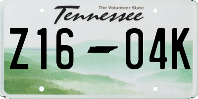 TN license plate Z1604K