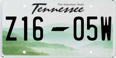 TN license plate Z1605W