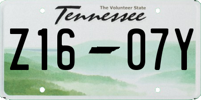 TN license plate Z1607Y