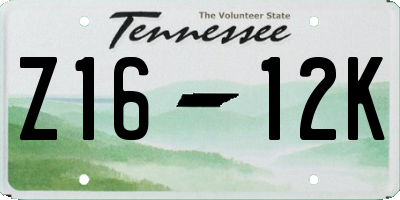 TN license plate Z1612K