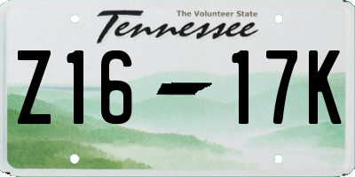 TN license plate Z1617K