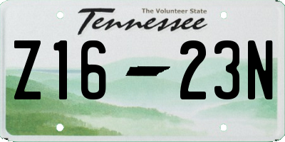 TN license plate Z1623N