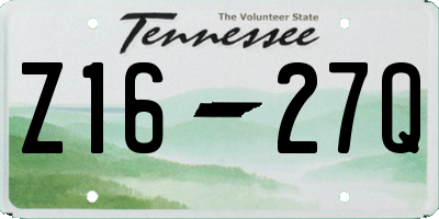 TN license plate Z1627Q