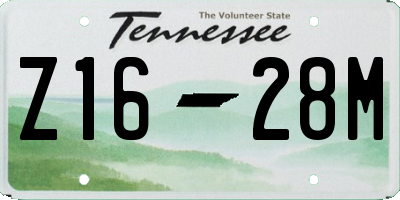 TN license plate Z1628M
