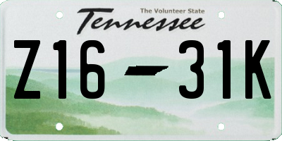 TN license plate Z1631K