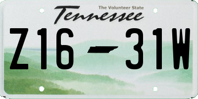 TN license plate Z1631W