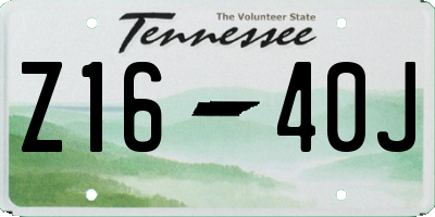 TN license plate Z1640J