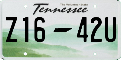 TN license plate Z1642U