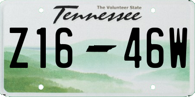 TN license plate Z1646W