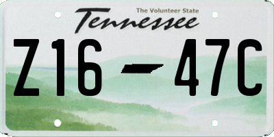 TN license plate Z1647C