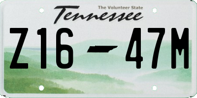 TN license plate Z1647M