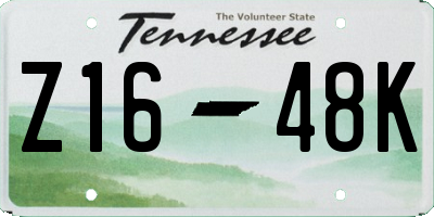 TN license plate Z1648K