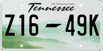 TN license plate Z1649K