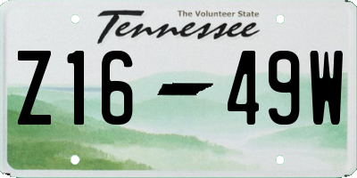 TN license plate Z1649W