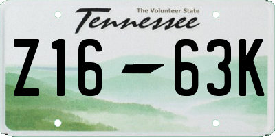 TN license plate Z1663K