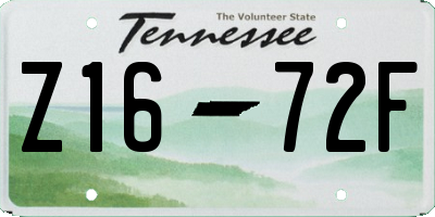 TN license plate Z1672F