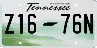 TN license plate Z1676N