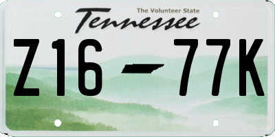 TN license plate Z1677K