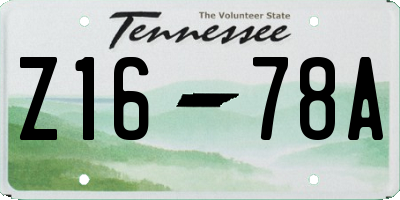 TN license plate Z1678A