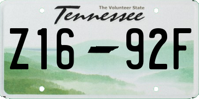 TN license plate Z1692F