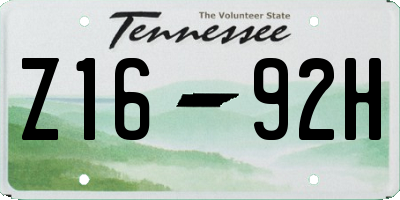 TN license plate Z1692H