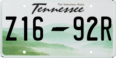 TN license plate Z1692R