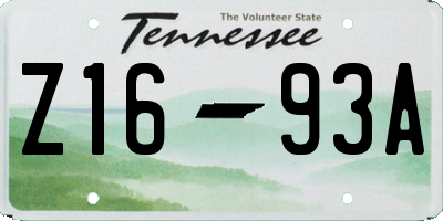 TN license plate Z1693A