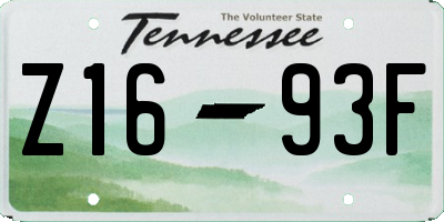 TN license plate Z1693F