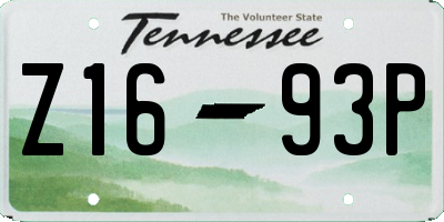 TN license plate Z1693P