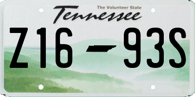 TN license plate Z1693S
