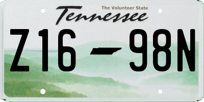 TN license plate Z1698N