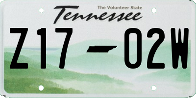 TN license plate Z1702W