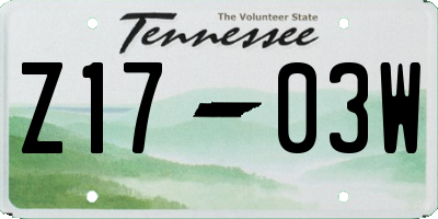 TN license plate Z1703W