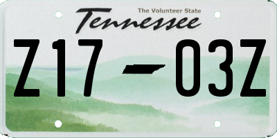 TN license plate Z1703Z