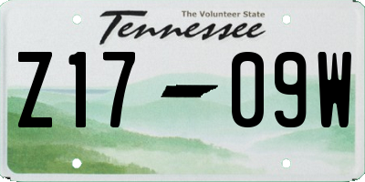 TN license plate Z1709W