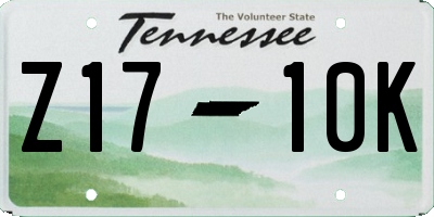 TN license plate Z1710K