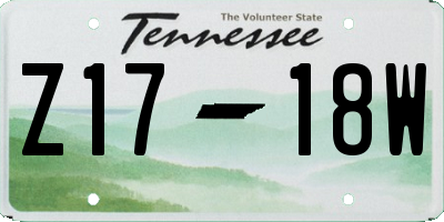 TN license plate Z1718W