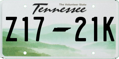 TN license plate Z1721K