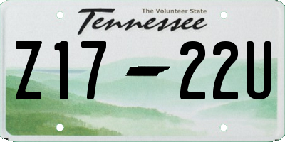 TN license plate Z1722U