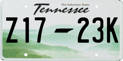 TN license plate Z1723K