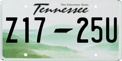 TN license plate Z1725U