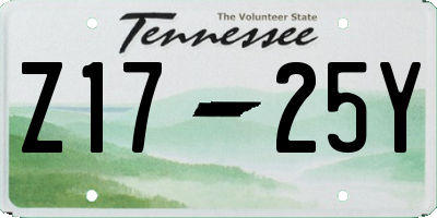 TN license plate Z1725Y