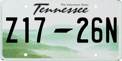 TN license plate Z1726N