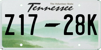 TN license plate Z1728K