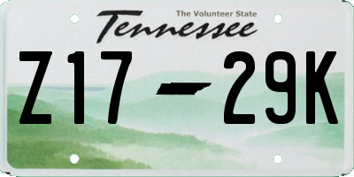 TN license plate Z1729K