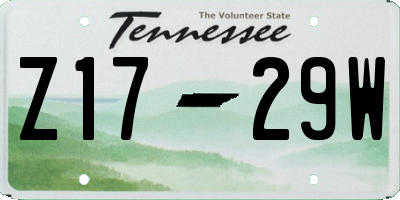 TN license plate Z1729W