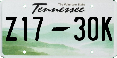 TN license plate Z1730K